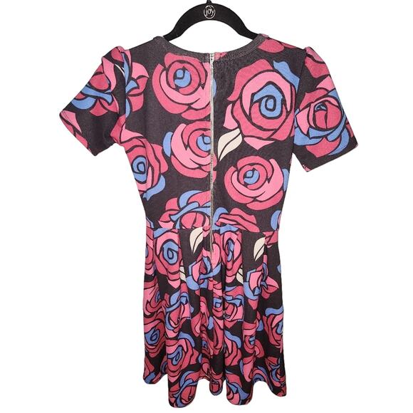 LuLaRoe Pink Floral Amelia Fit & Flare Zip Back Dress Size Small - Picture 7 of 10